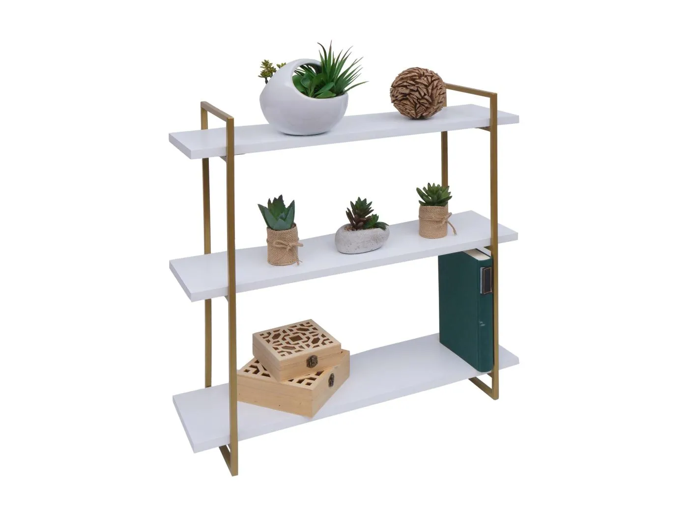 Wandregal MCW-K78, Weiß, Metall gold