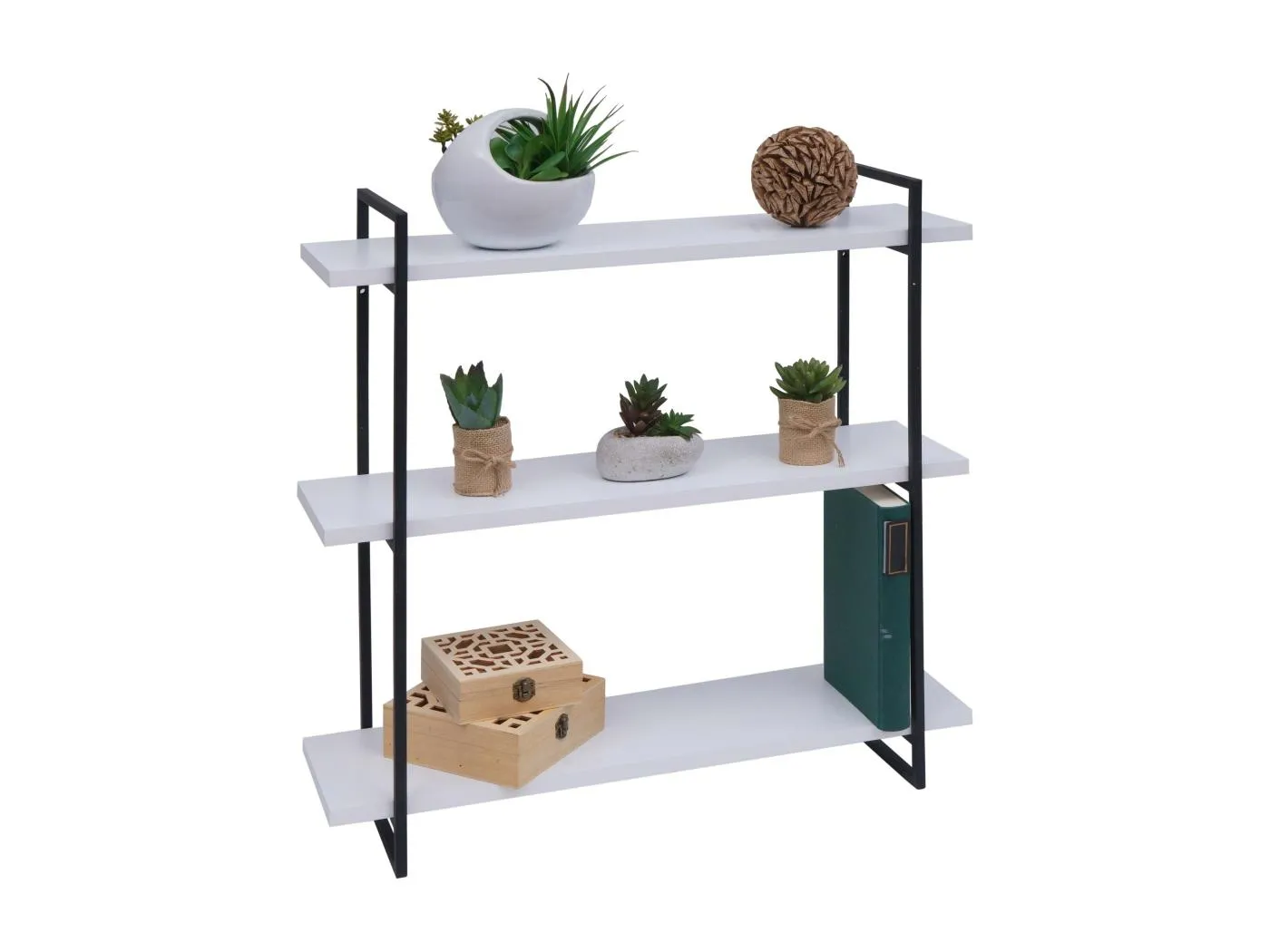 Wandregal MCW-K78, Weiß, Metall schwarz