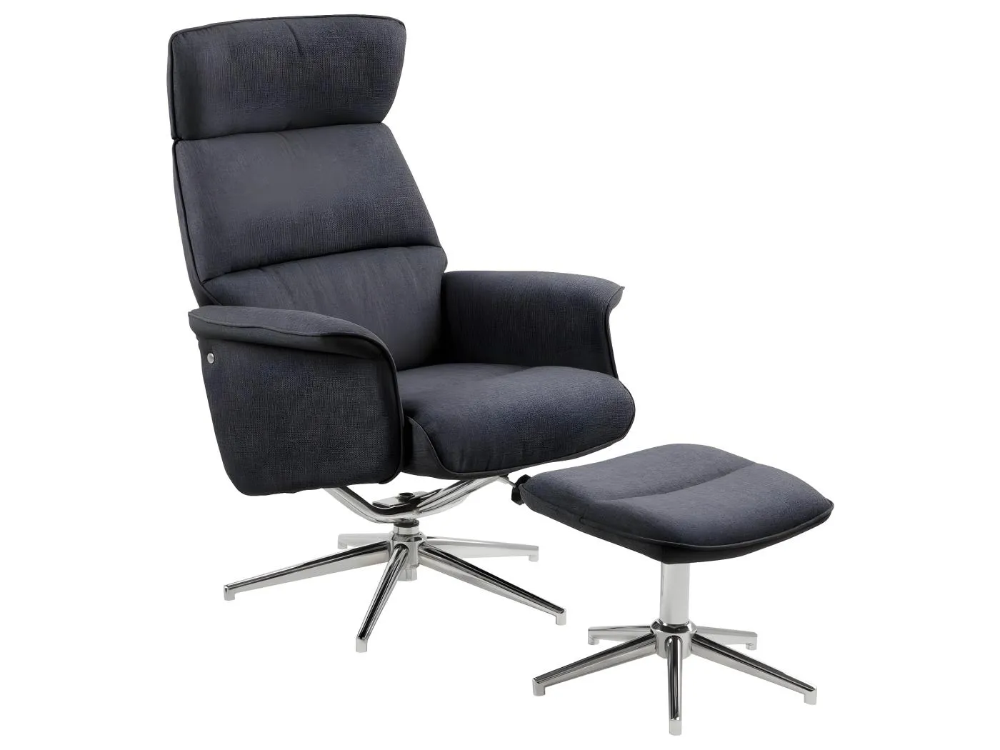 Alura Sessel Relaxsessel mit Hocker dunkelgrau, chrom.