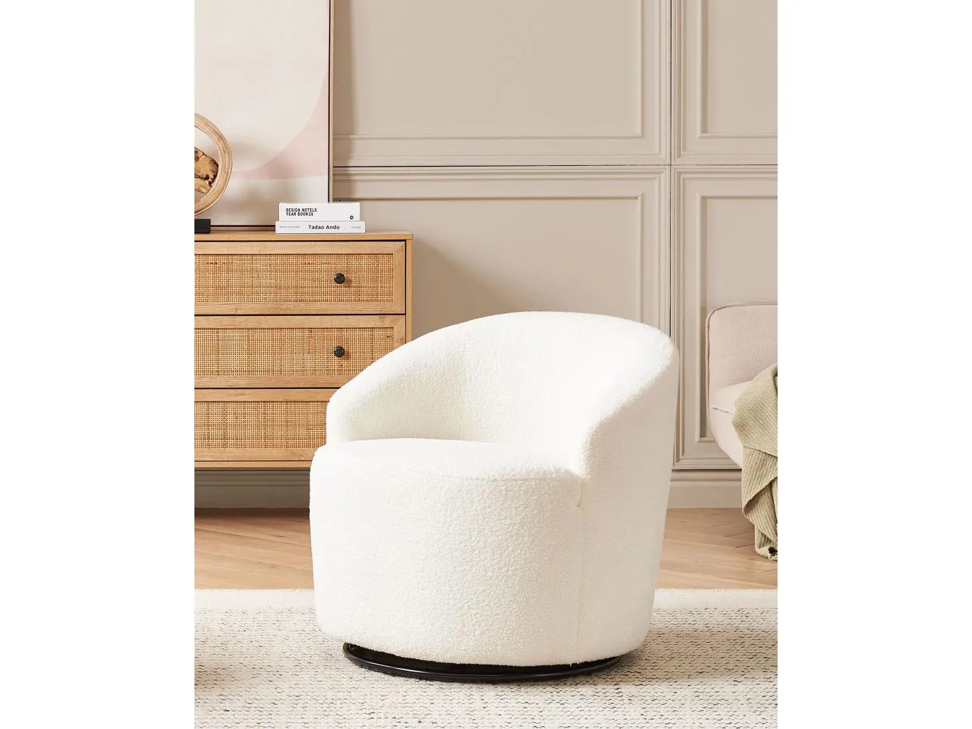 Drehsessel DAVIK Bouclé Creme