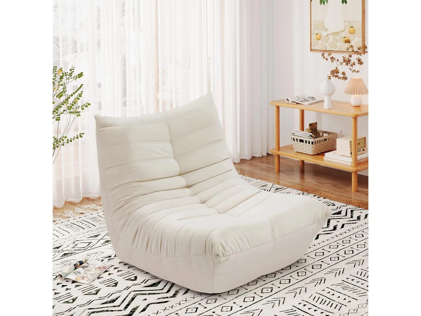 Strazy -Sessel in Beige Caterpillar - Tiefe Sitz 62 cm - 80x85x84cm