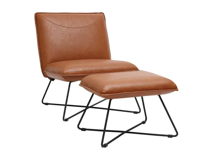 Vintage-Sessel Braun mit Fußstütze PHILO