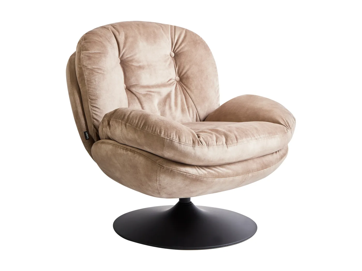 Sessel Samt sand beige gesteppt mit Drehfunktion Metallgestell schwarz Nolvik