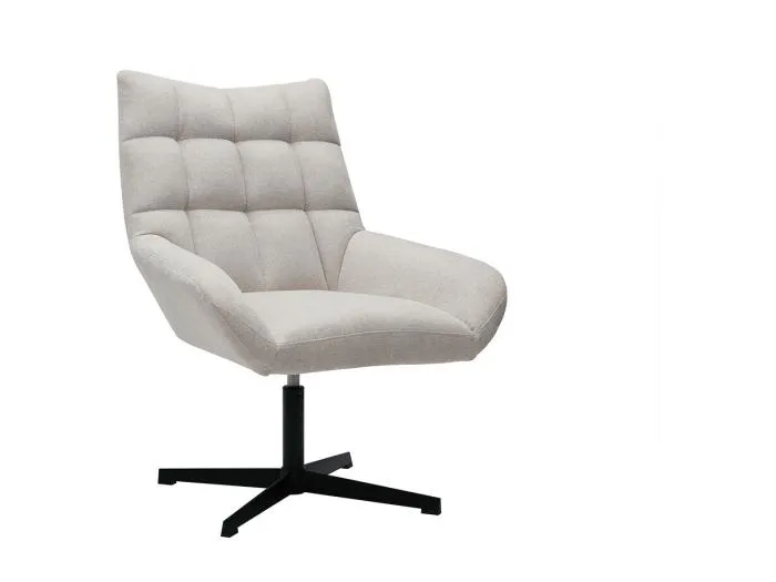 Design Sessel im beigen strukturiertem Samtdesign drehbar KING