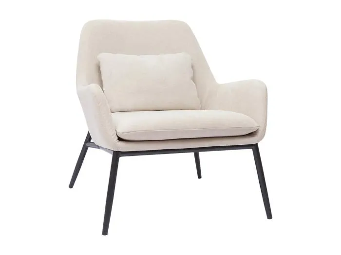 Design-Sessel im beigen Samtdesign mit schwarzem Metall MAXINE