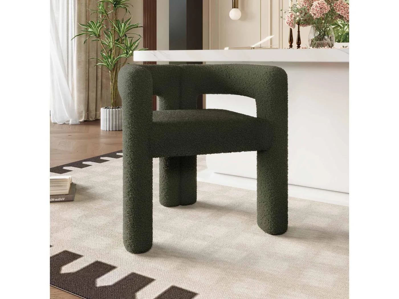 Moderner Sessel - mit Armlehnen - grüner Teddybär-Plüsch - für Wohnzimmer und Schlafzimmer