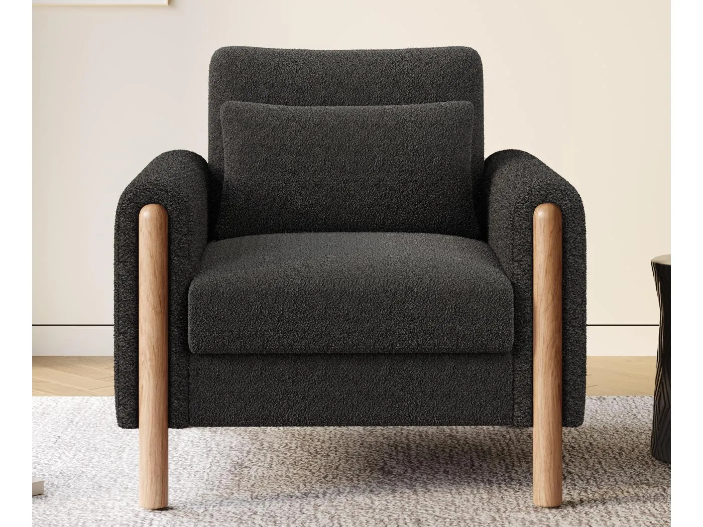 Moderner Sessel 87x83x88,5 cm - dicke Kissen - Massivholz + Baumwolle PP - grau