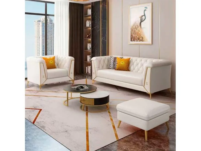 Weißer gepolsterter Sessel 104x72x75h cm