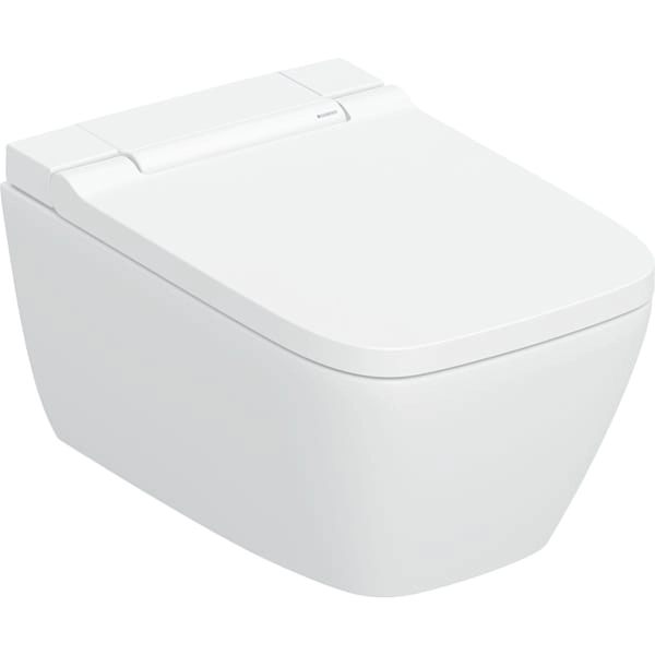 Geberit Wand-Dusch-WC Komplettanlage AquaClean „Sela Square“ 375 × 400 × 570 mm in weiß alpin, Befestigung sichtbar, ohne Spülrand