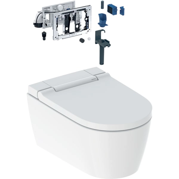 Geberit Wand-Dusch-WC Komplettanlage AquaClean „Sela“ 375 × 390 × 565 mm in weiß alpin, Befestigung sichtbar