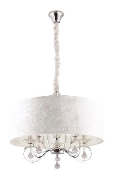 Amsterdam Pendelleuchte 5xE14 rund Ecru Kristalle P0103 Maxlight