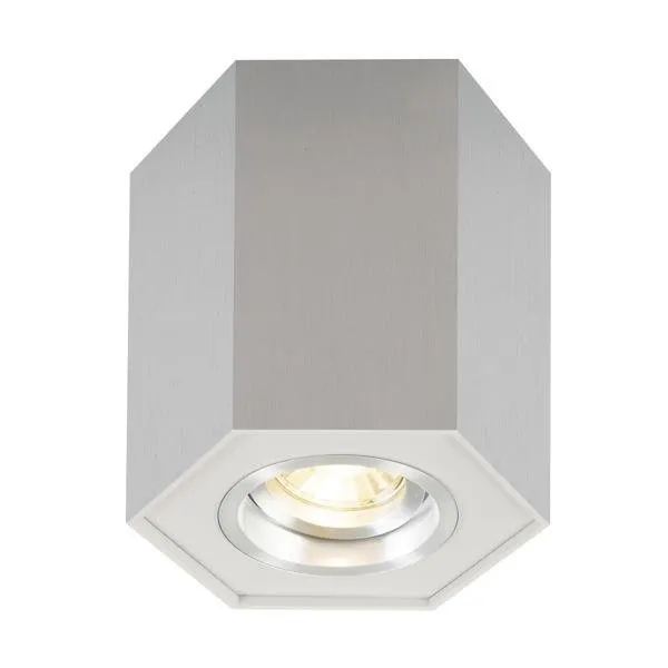 Deckenleuchte Spot Sechseck silber 1x GU10 12cm Aluminium Zuma Line Polygon Cl R 20077- AL.