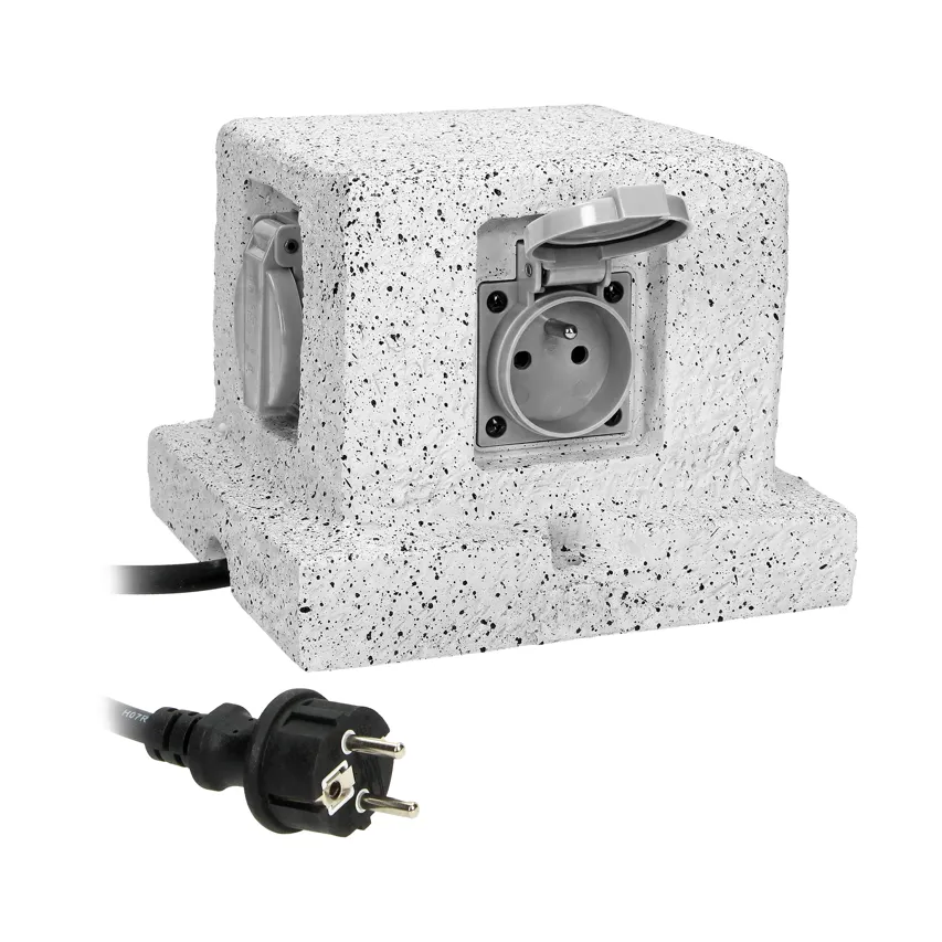 Gartensteckdose H07RN-F4x2P+Z 3x1,5mm Gummikabel, 3m IP44 Orno