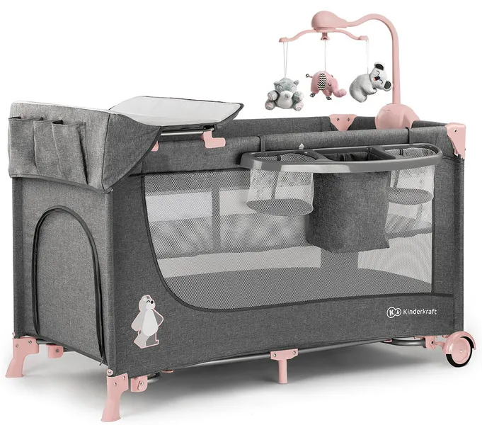 KinderKraft Joy Reisebettchen mit Zubehör Rosa