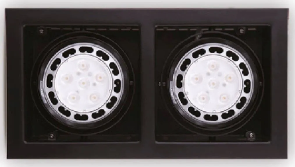 Matrix II 2xGX53 AR111 schwarz rechteckige Halogen-Einbauleuchte H0049 Maxlight