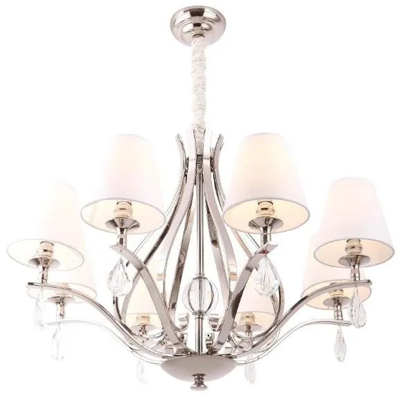 Palace Pendelleuchte 8xE14 weißer Lampenschirm Kristalle P0111 Maxlight