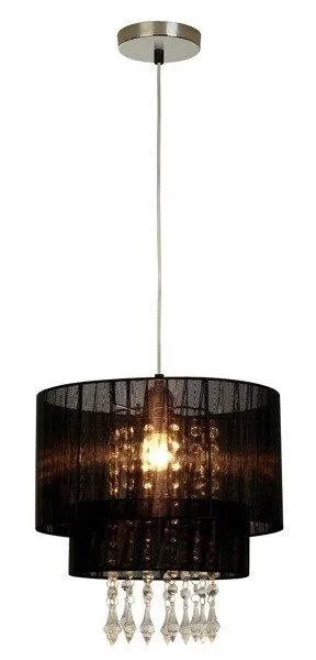 Pendelleuchte Innenleuchte 30cm rund schwarz Kristall 1x E27 Zuma Line Leta RLD93350-1B