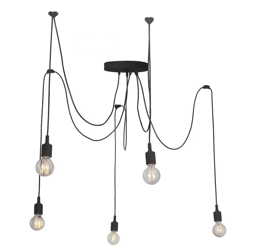 Schwarze Hängelampe Soleto 5 x E 27 LP-90082 / 5P Light Prestige