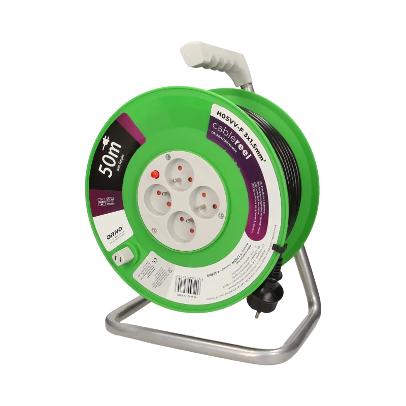 Verlängerungskabel, 4 Steckdosen 2P+Z, Polyvinyl H05VV-F 3x1.5mm2 - 50m Orno