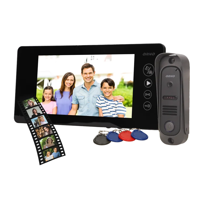 Video-Gegensprechanlage drahtlos 7" LCD Näherungsleser ARCUS RFID OR-VID-JS-1053/B Orno