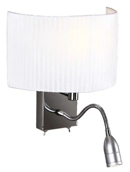 Wandleuchte Conrad E27 chrom mit weißem Schirm W0049 Maxlight