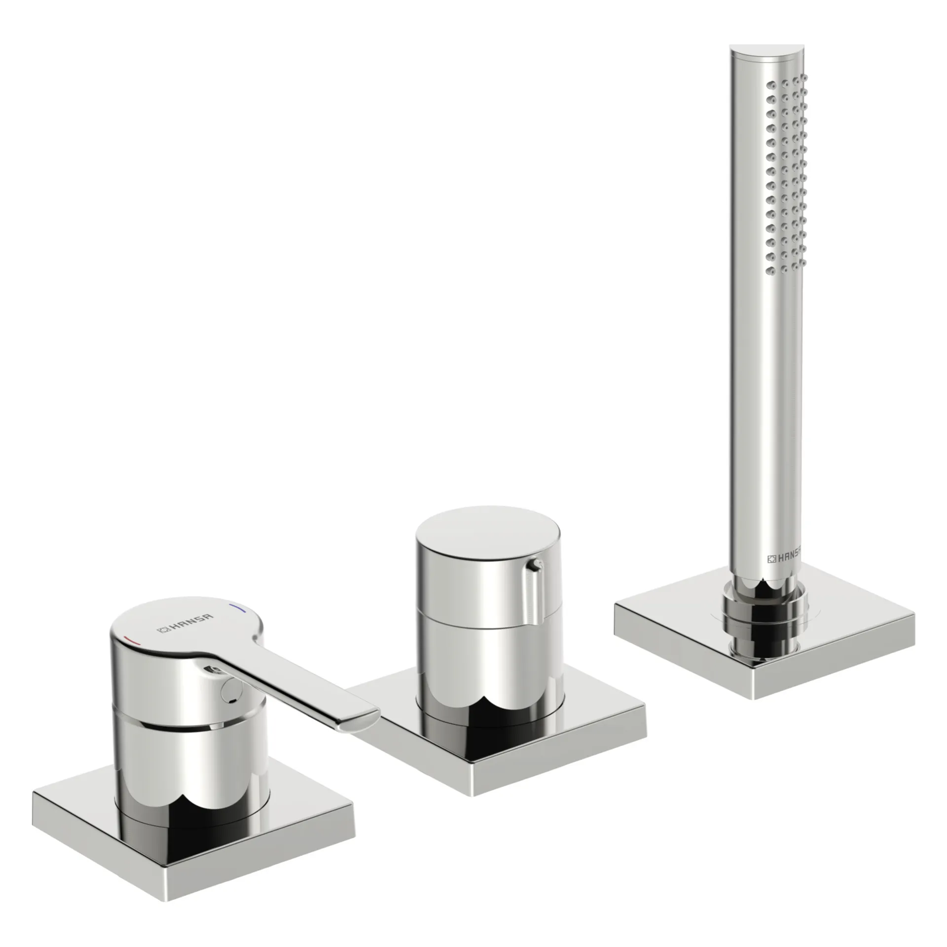 Einhebelmischer Fertigmontageset für Wanne/Brause RONDA 0341 Rosette eckig 1-strahlig 75x75 mm Chrom