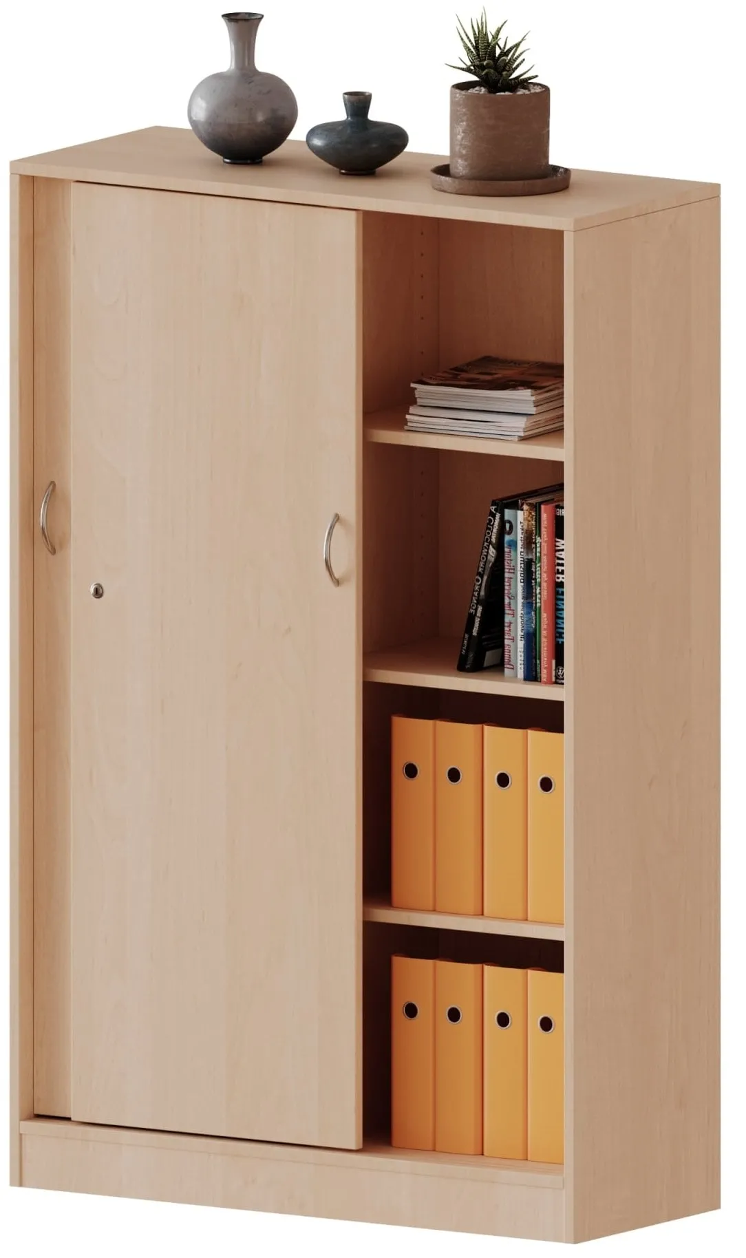 Schrank mit 4 Fächern und Holzschiebetür, Höhe 154 cm - EVO180 Serie