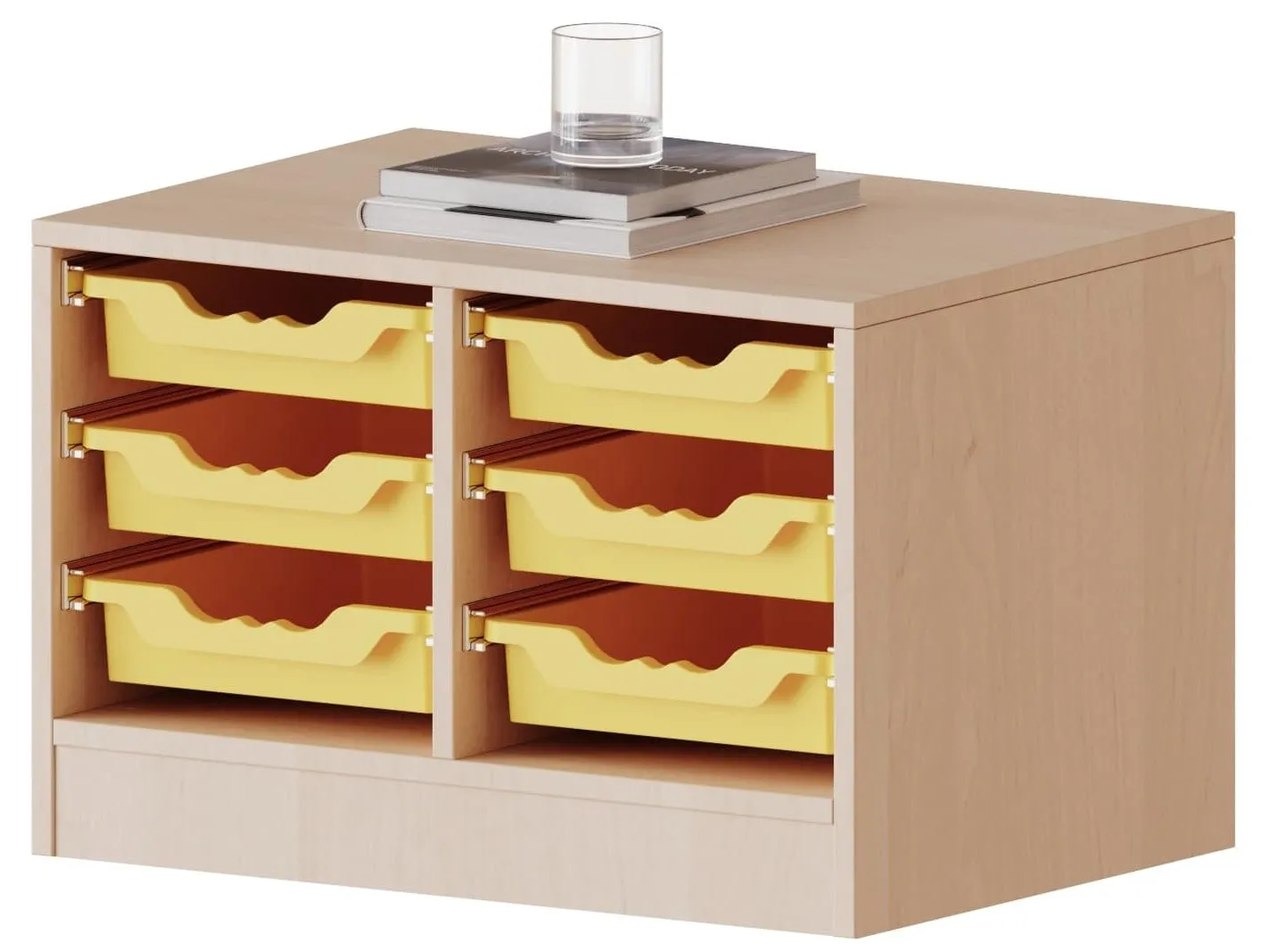 Regal zweireihig mit 6 flachen ErgoTray Boxen, B/H 70,3 x 46 cm - EVO180 Serie