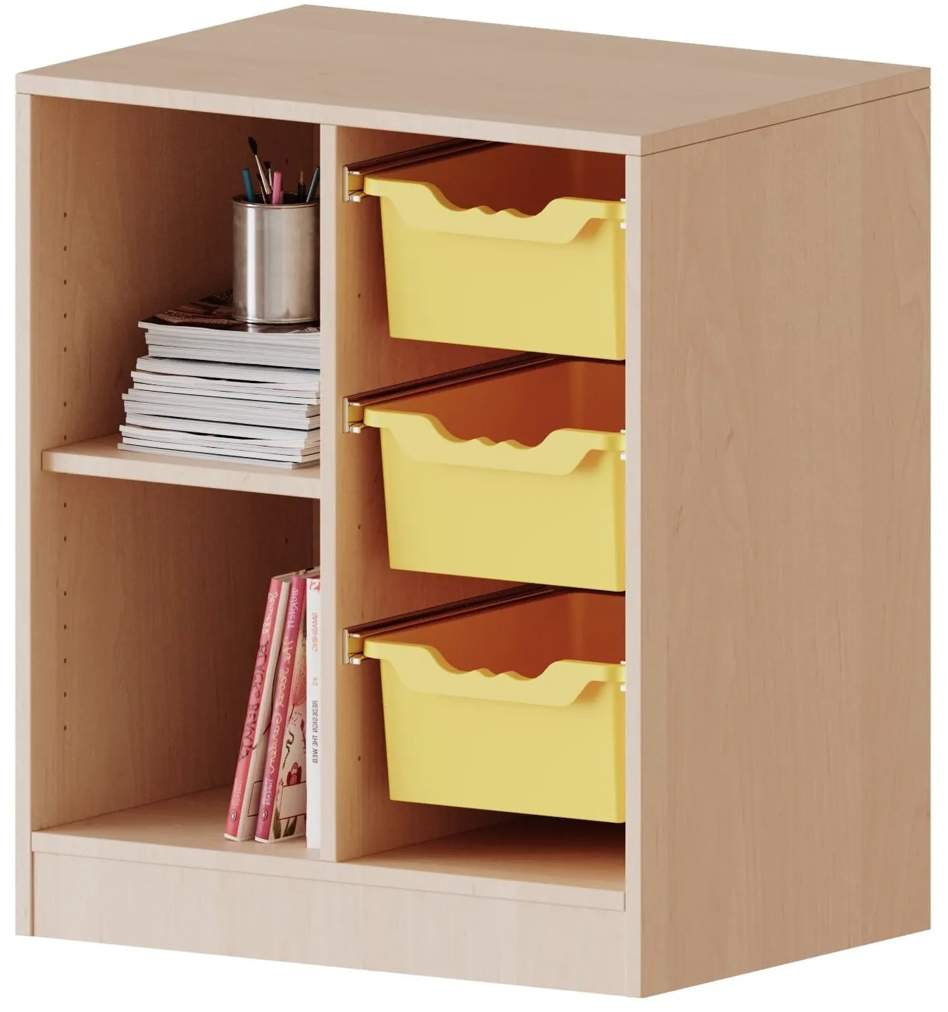 Regal mit 3 hohen ErgoTray Boxen und 2 offenen Fächern, B/H 70,3 x 82 cm - EVO180 Serie