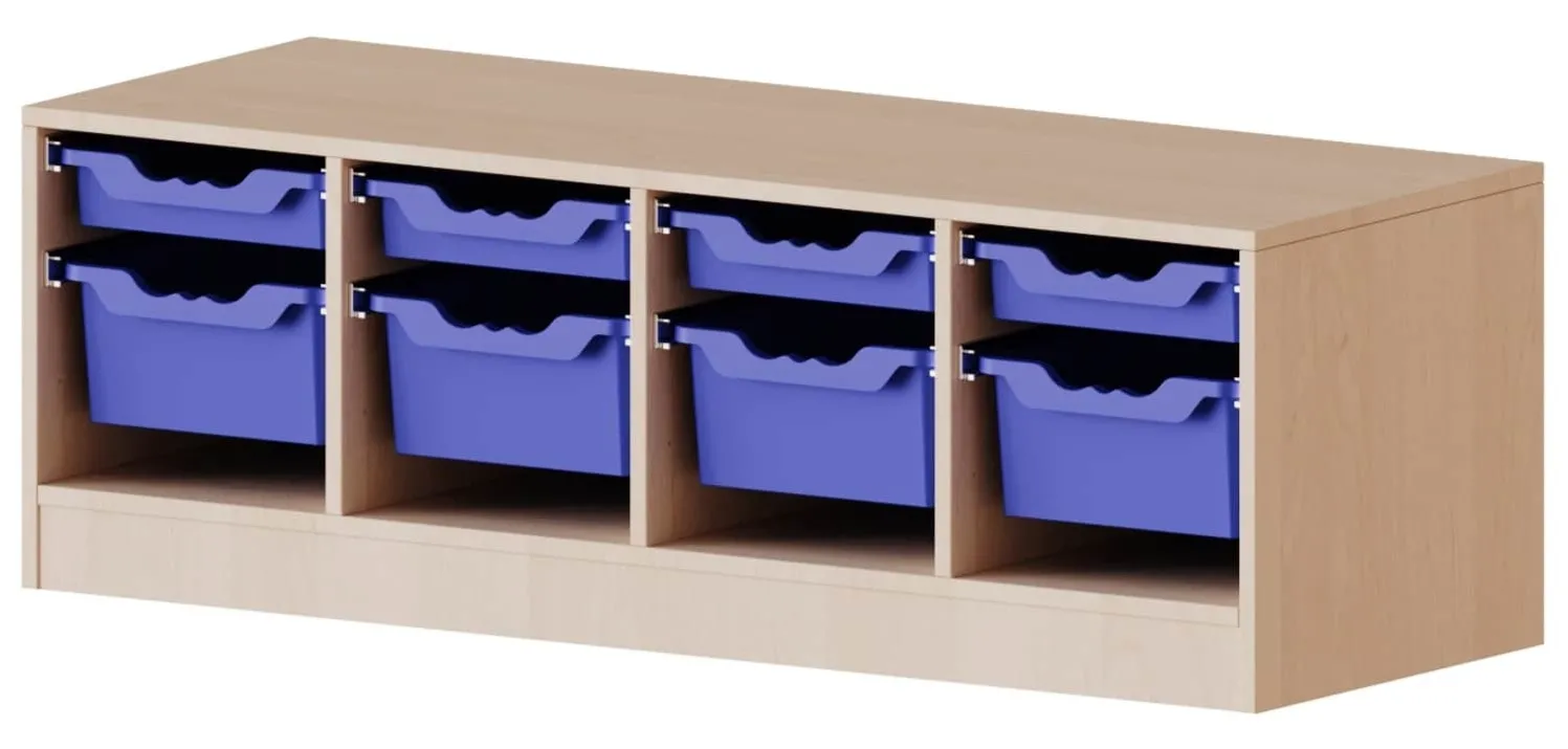 Regal vierreihig mit 8 ErgoTray Boxen, B/H 138,7 x 46 cm - EVO180 Serie