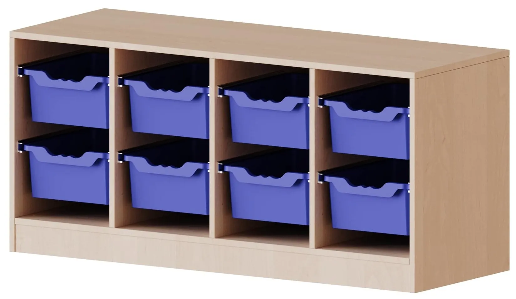 Regal vierreihig mit 8 hohen ErgoTray Boxen, B/H 138,7 x 64 cm - EVO180 Serie