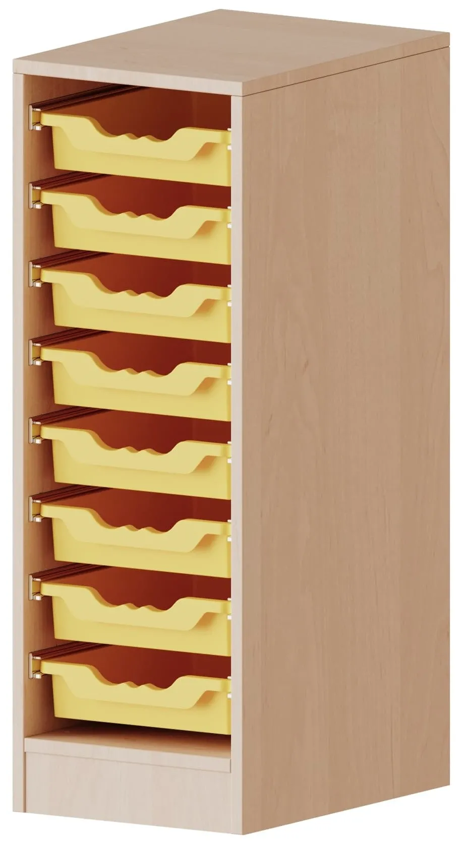 Regal mit 8 flachen ErgoTray Boxen, B/H 36,1 x 100 cm - EVO180 Serie