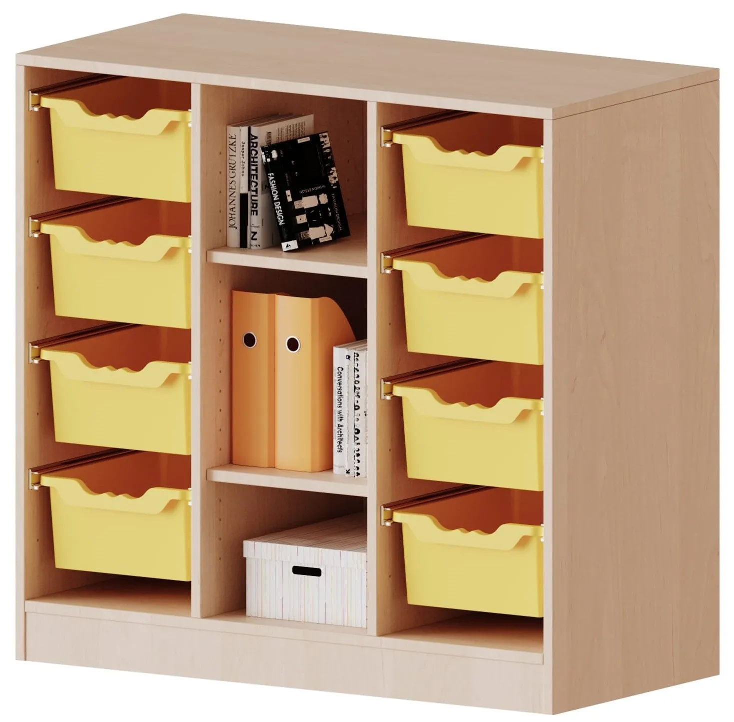 Regal dreireihig mit 8 oder 16 ErgoTray Boxen und 3 Fächern, B/H 104,5 x 100 cm - EVO180 Serie