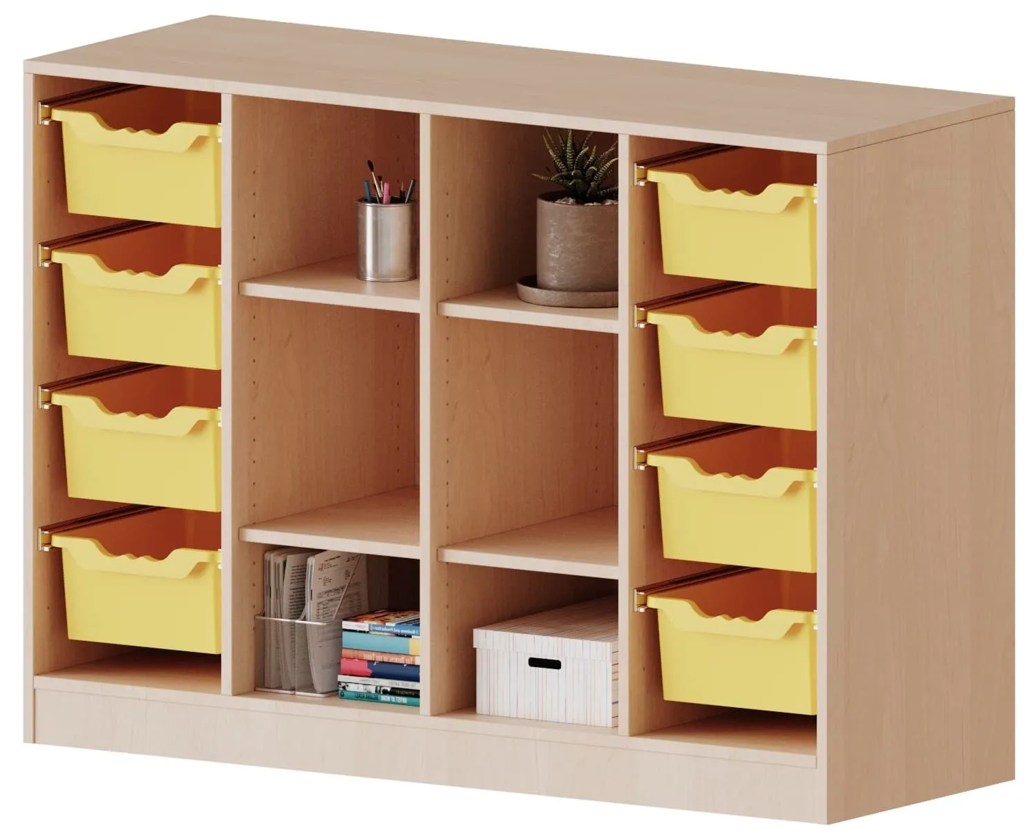 Regal mit 8 hohen ErgoTray Boxen und 6 Fächern, B/H 138,7 x 100 cm - EVO180 Serie