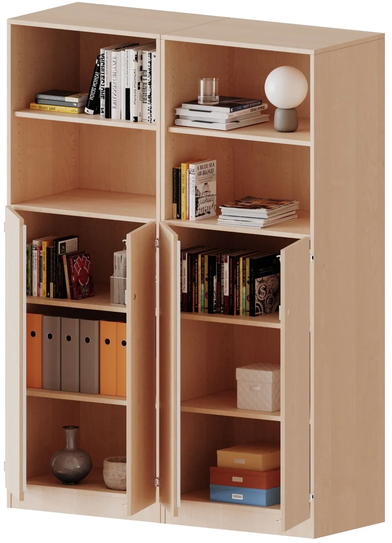 Kombischrank mit 5 Ordnerhöhen davon 2 offen, B/H/T 140,6 x 190 x 50 cm - EVO180 Serie