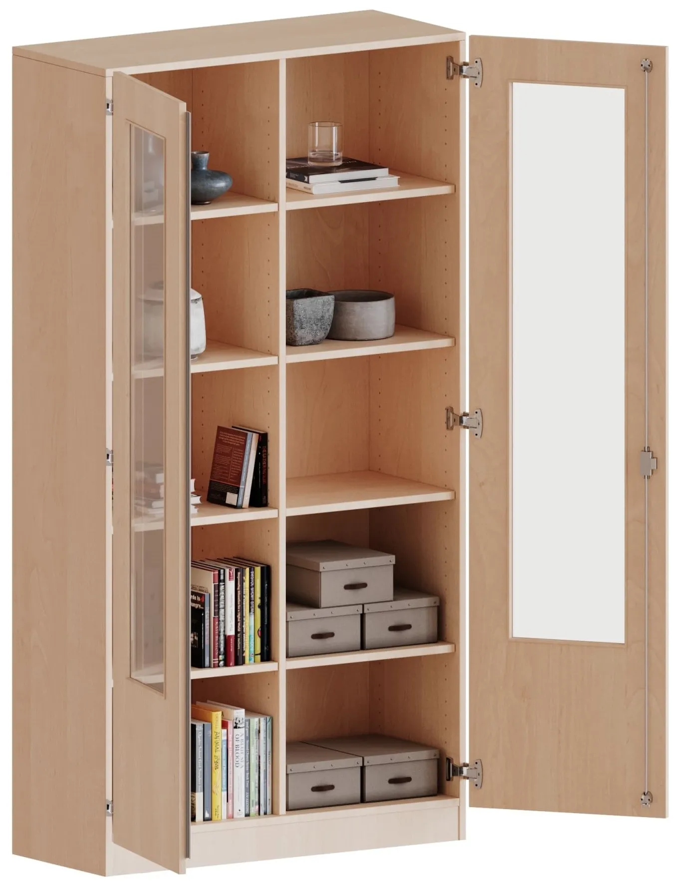 Schrank zweireihig mit 10 Fächern und 2/3 Glasausschnitt, Höhe: 190 cm - EVO180 Serie