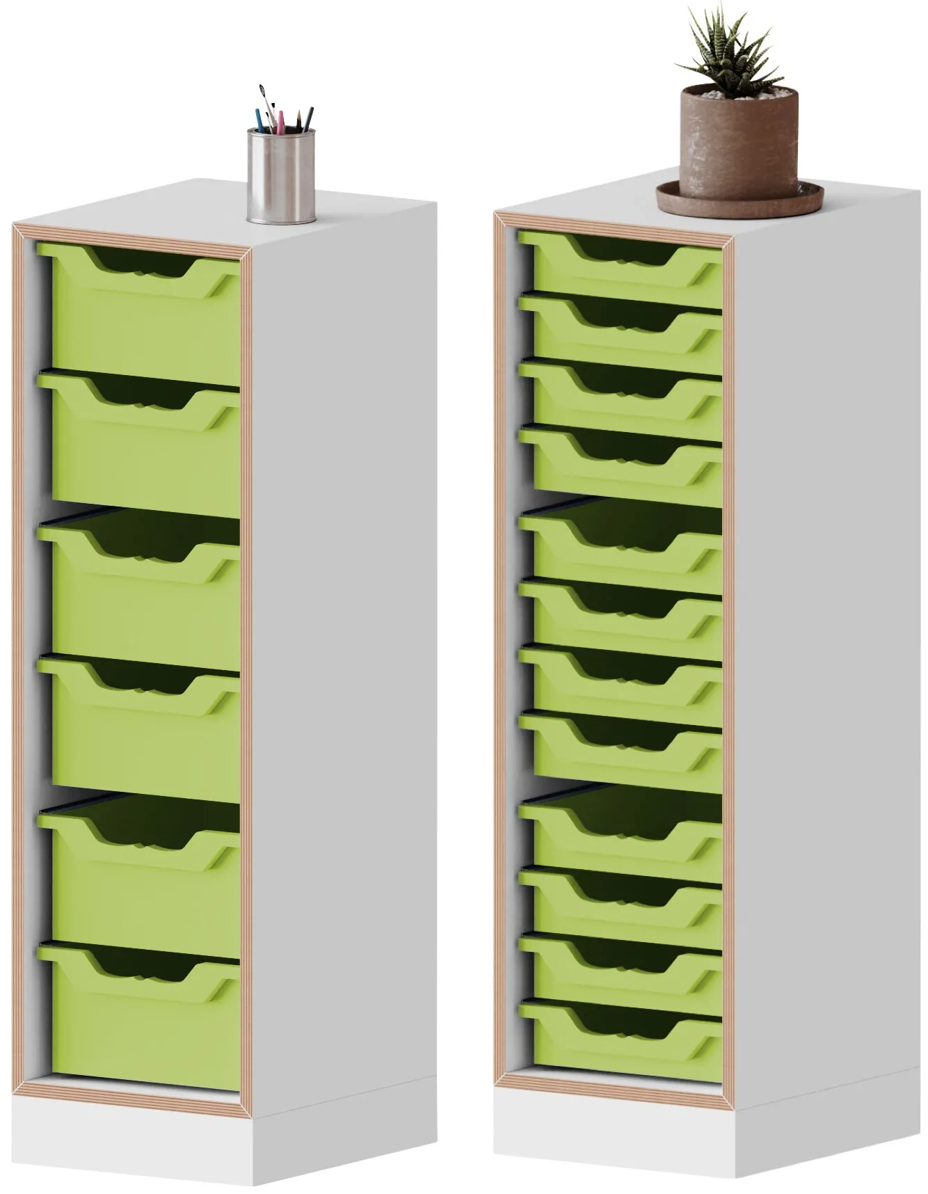 Conen Regal einreihig mit 2 Ordnerhöhen und 6 oder 12 ErgoTray Boxen - qickly® Serie