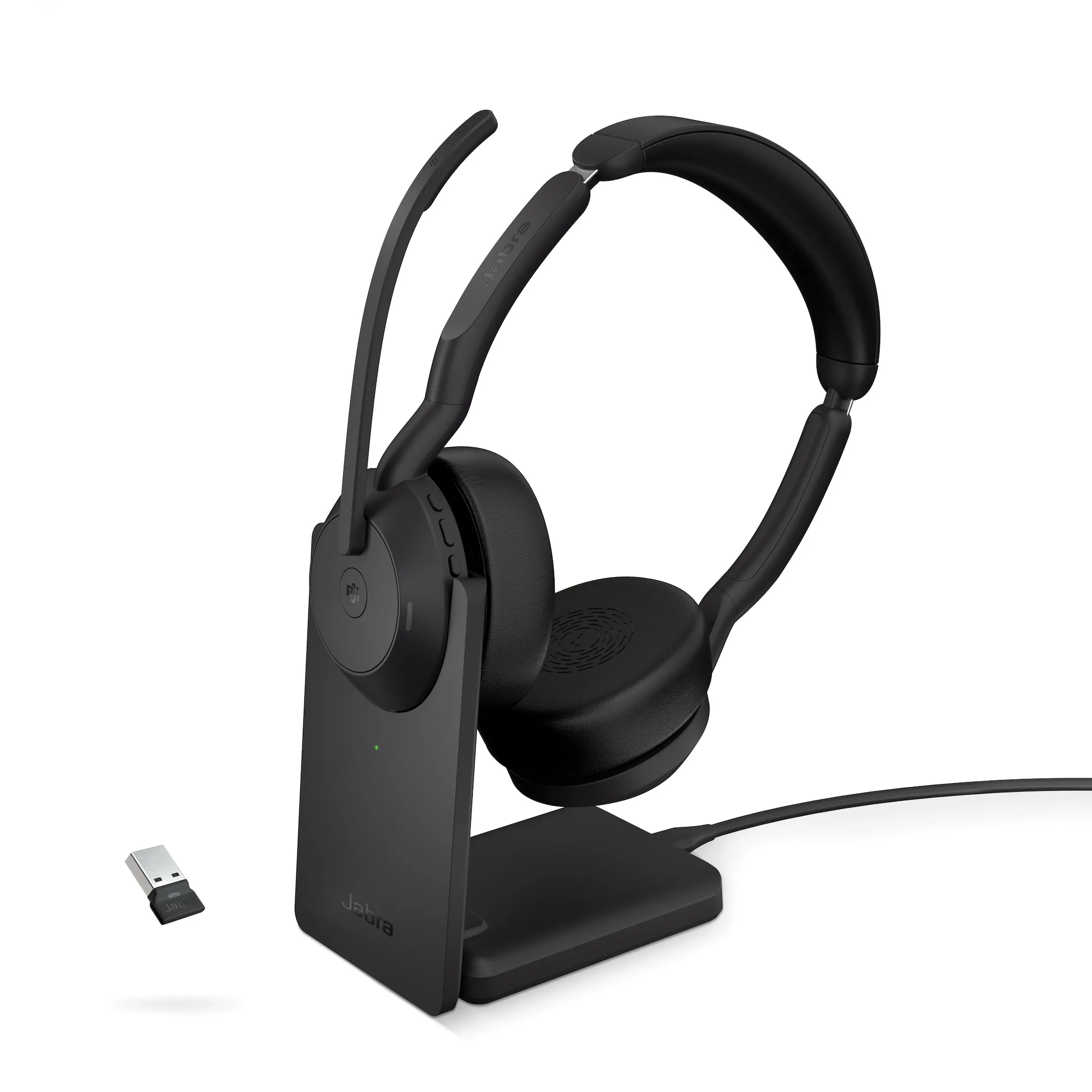 Jabra Evolve2 55 Link380a UC Stereo – schnurloses Stereo Headset mit USB-A inkl. Ladestation