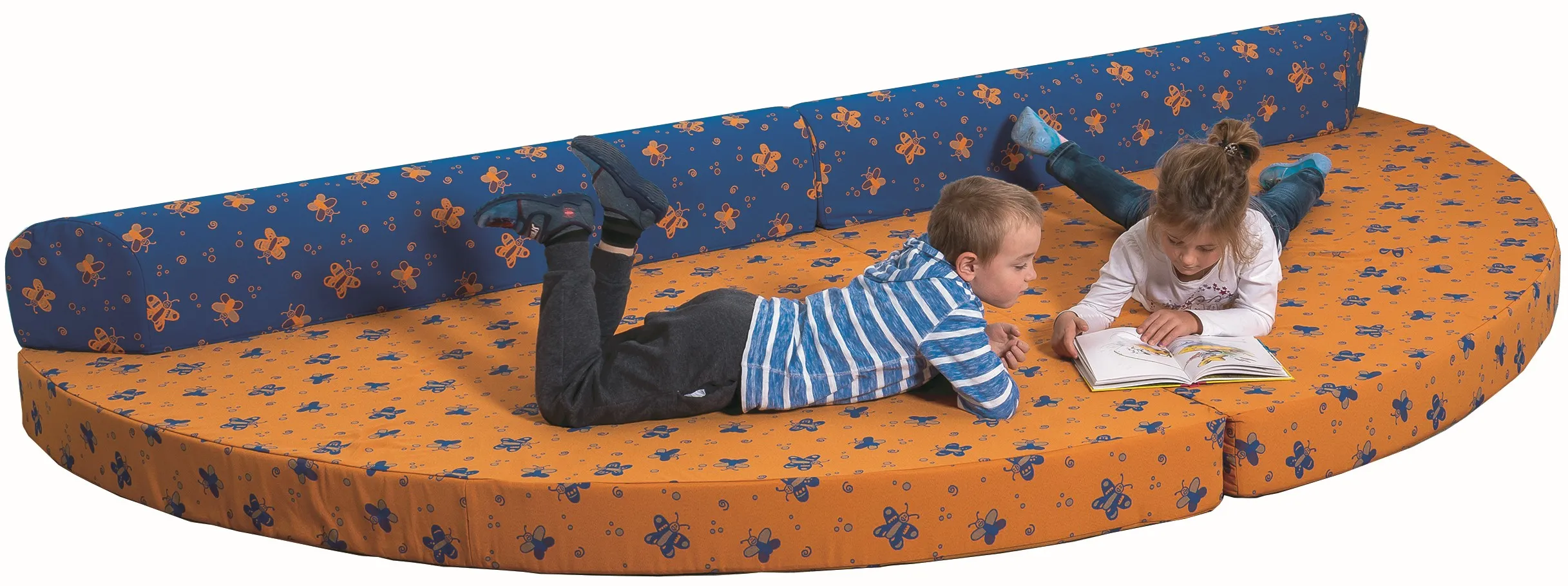 Klappsofa Viertelkreis mit Schaumstoffkern und Kunstlederbezug in verschiedenen Farben