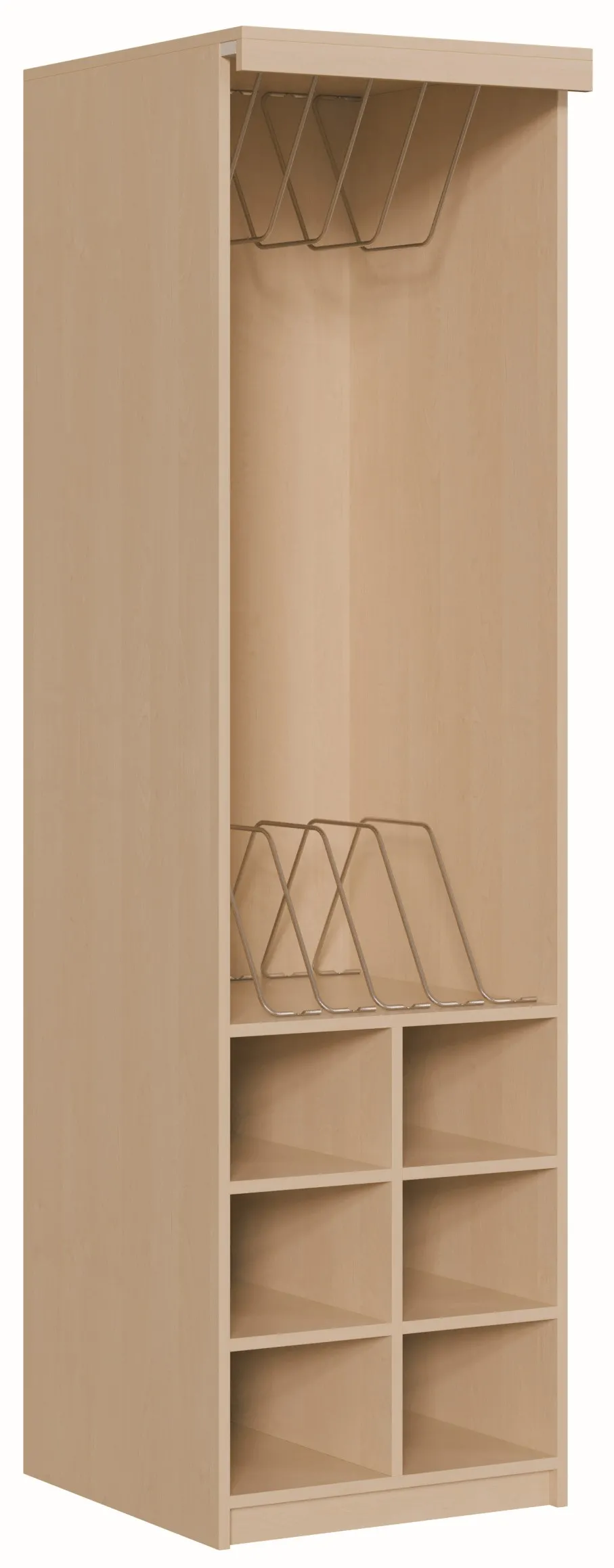 Regal für Liegepolster mit Vorhangeinrichtung für 6, 10 oder 12 Liegepolster