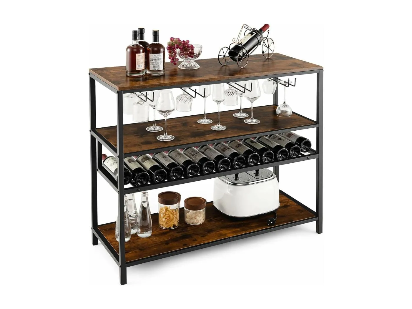 Flaschenregal mit 4 Reihen Glashalter