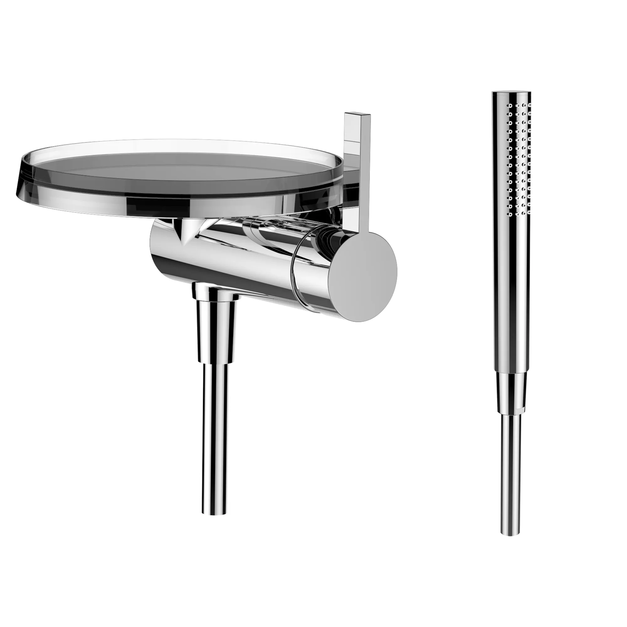 Einhebel-Brausemischer mit Deko Disc (transparent) Kartell für SIMIBOX 1-Point mit Schlauch 1800mm und Handbrause (TwinStick) chrom