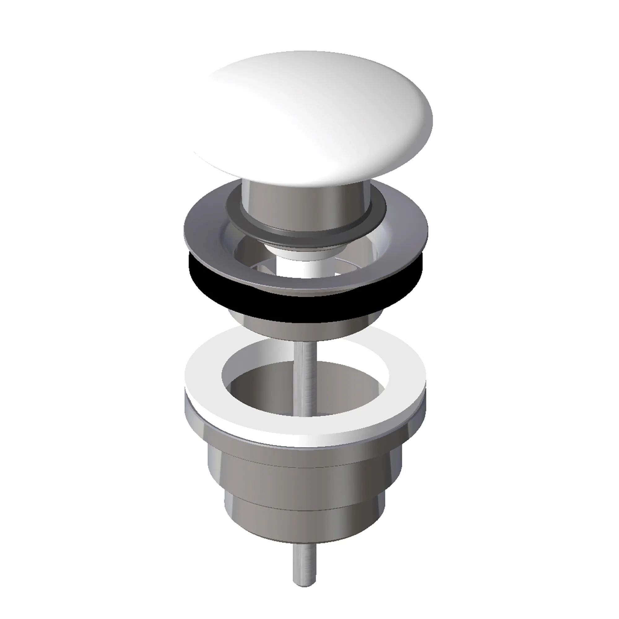 Klick-Klack Ablaufventil mit Abdeckung für Waschtische mit verdeckten Keramik Ab/Ül-System
