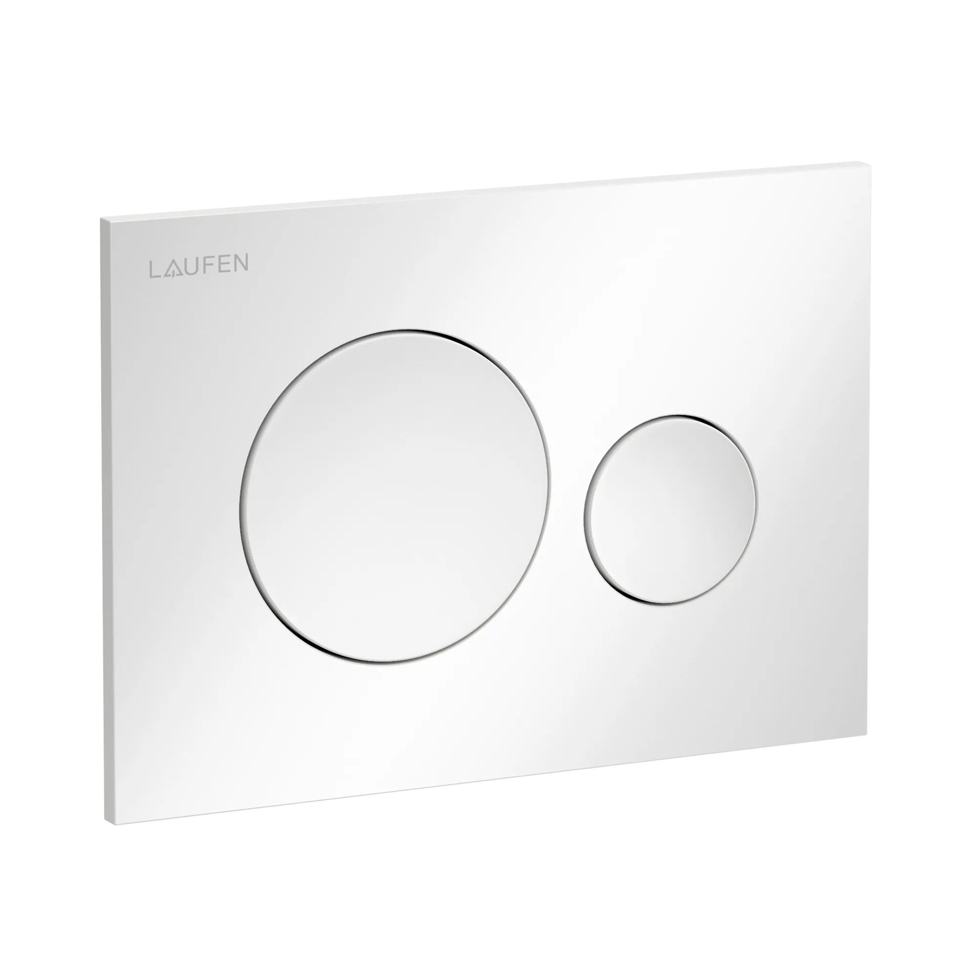 Betätigungsplatte MOON INEO 203x145x6, aus Kunsstoff, für Frontbetätigung oder Betätigung von oben, für Unterputz-Spülkasten mit Dual-Flush 2-Mengen-Spülsystem, auch für flächenbündigen Einbau geeignet, weiß