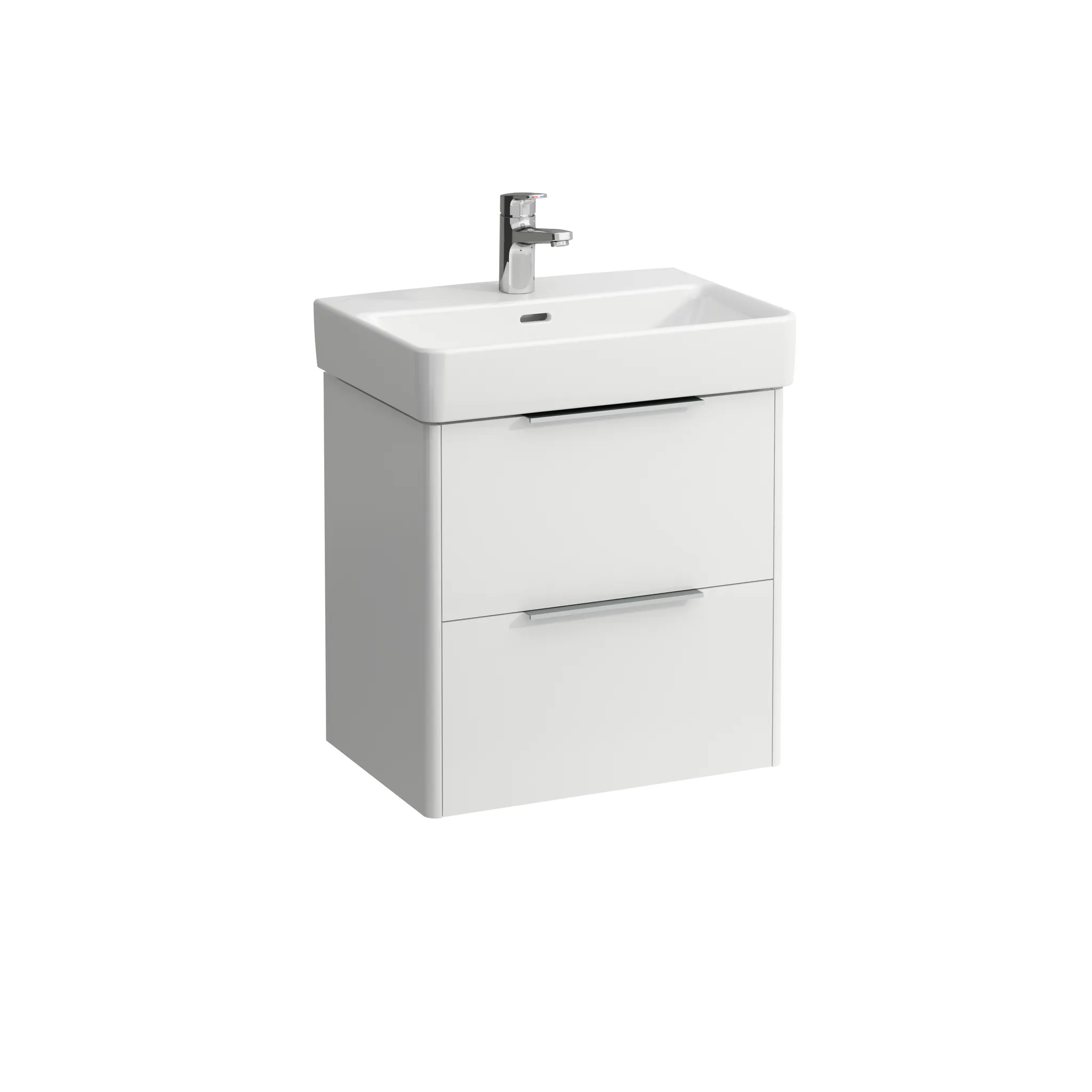 Waschtischunterbau BASE für PRO S 358x520x515 2 Schubladen mit Griff aluminium eloxiert für Waschtisch H818958 weiß matt