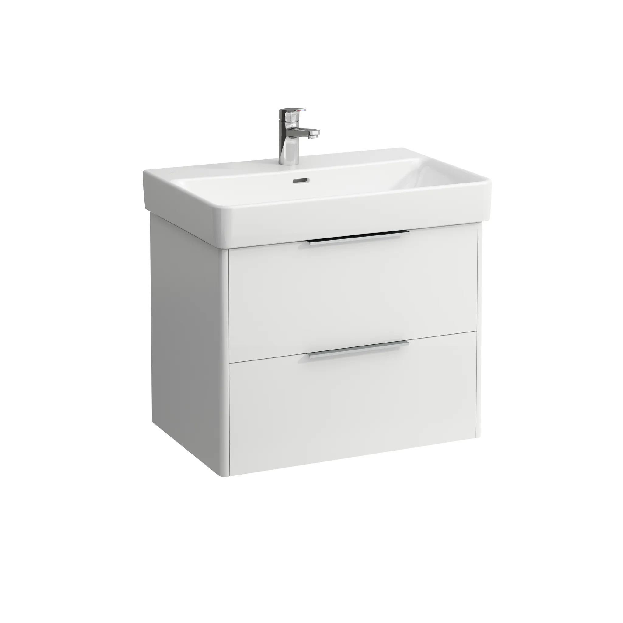 Waschtischunterbau BASE für PRO S 438x665x515 2 Schubladen mit Griff aluminium eloxiert für Waschtisch H810967 weiß matt