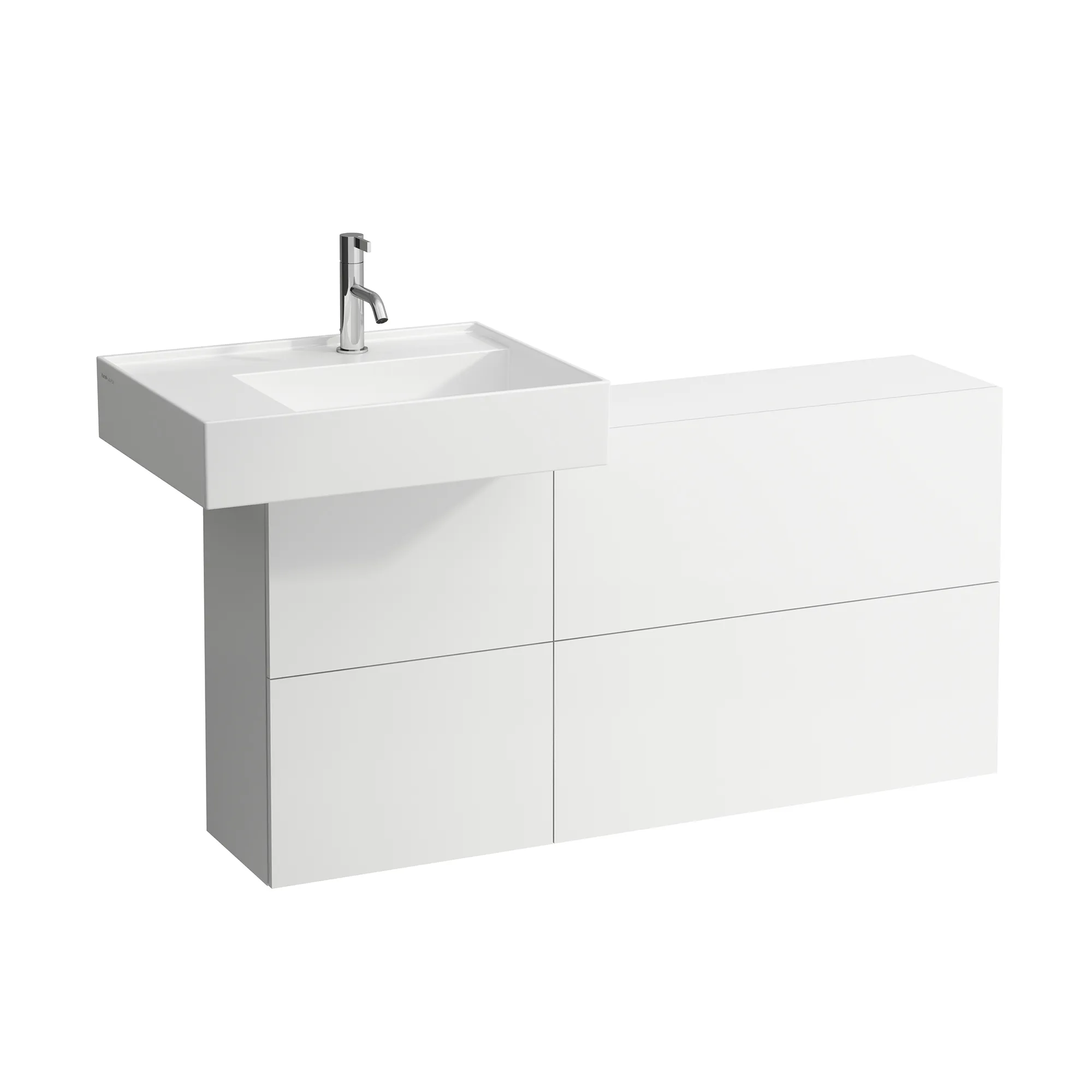 Laufen Waschtischunterbau „Kartell“ 270 × 610 × 1200 mm Weiß matt, links
