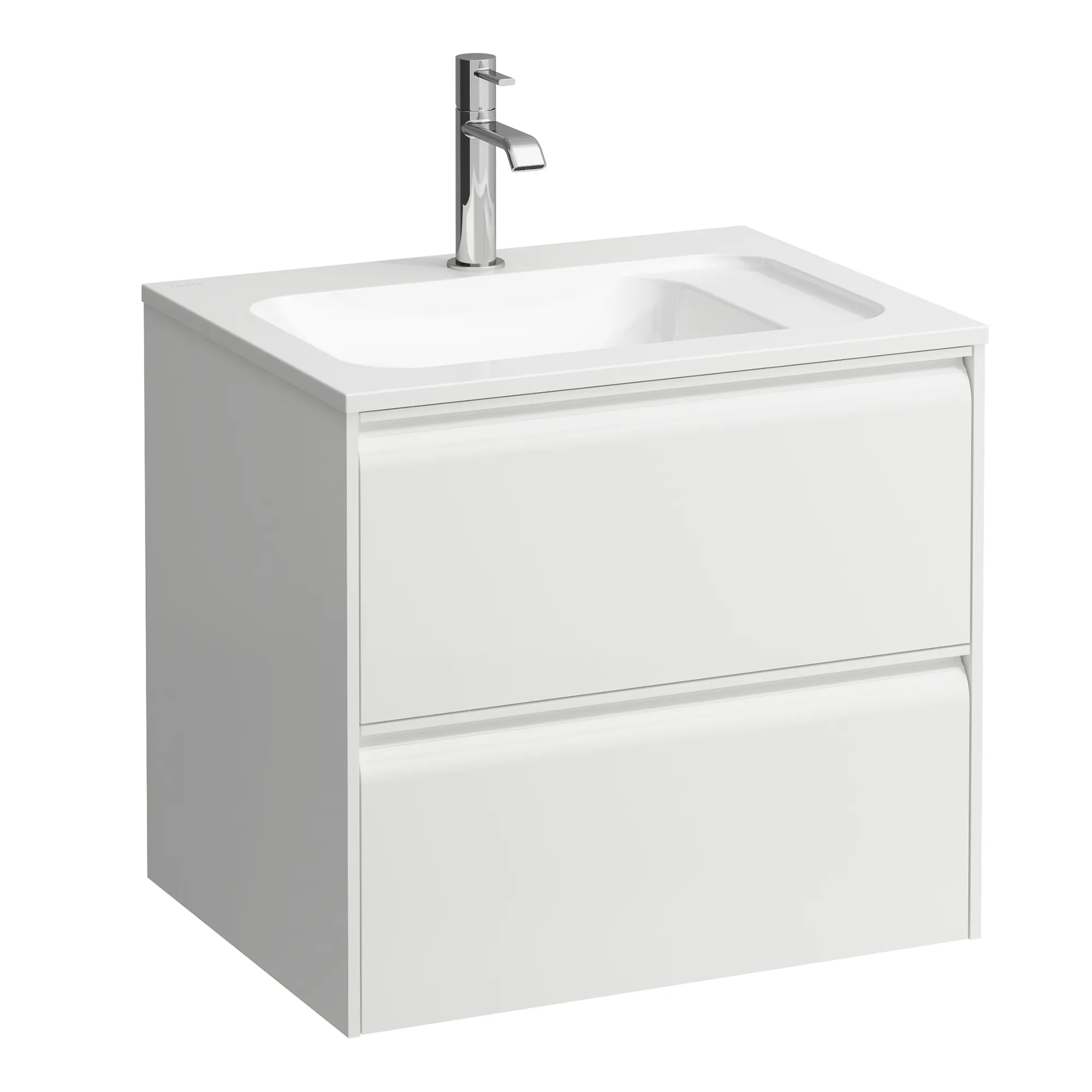 Waschtischunterbau, MEDA, 442x572x504, mit 2 Schubladen, 1 Ordnungssystem, integrierte Griffleiste, Vollauszug und Soft-Close, für Möbelwaschtisch MEDA H814113 (60 cm), weiß matt