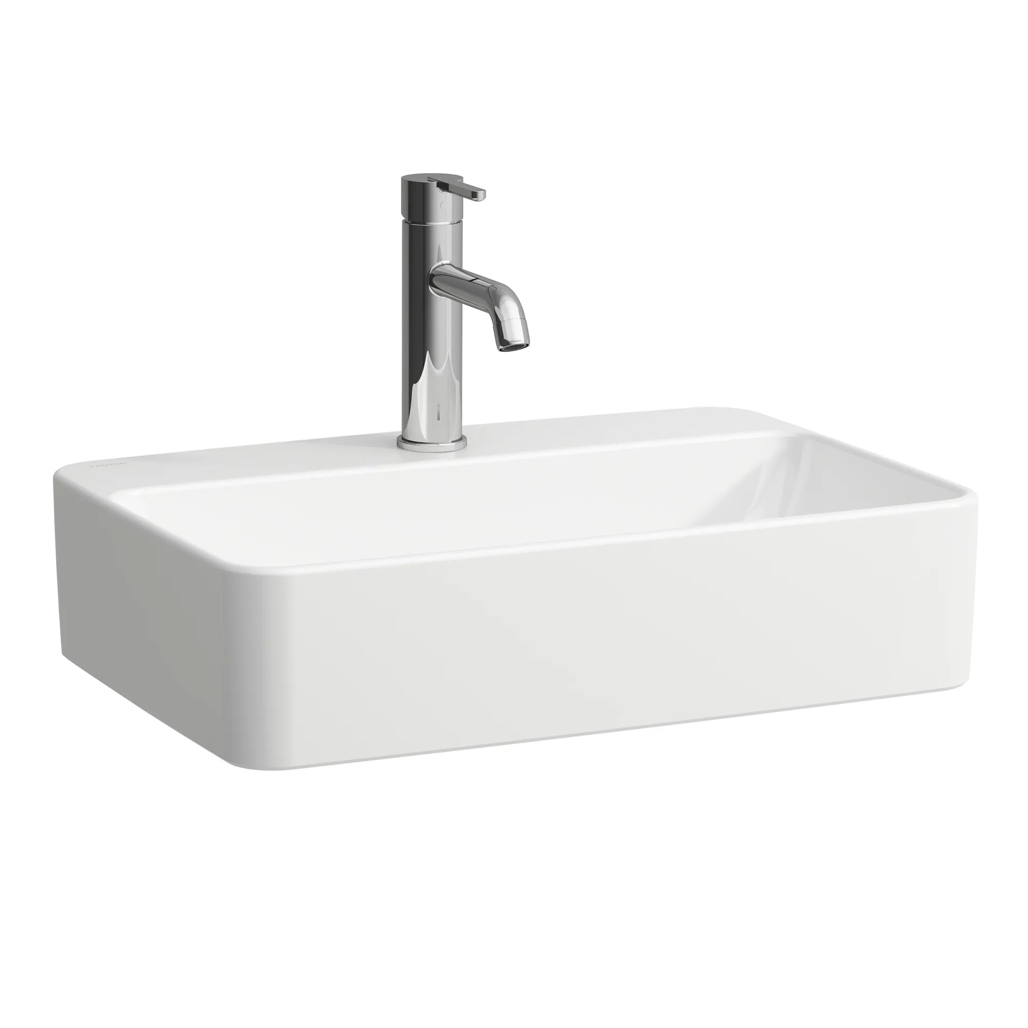 Waschtisch-Schale SAVOY 380x550x155 rechteckig mit Hahnlochbank mit Hahnloch mit Überlauf weiß