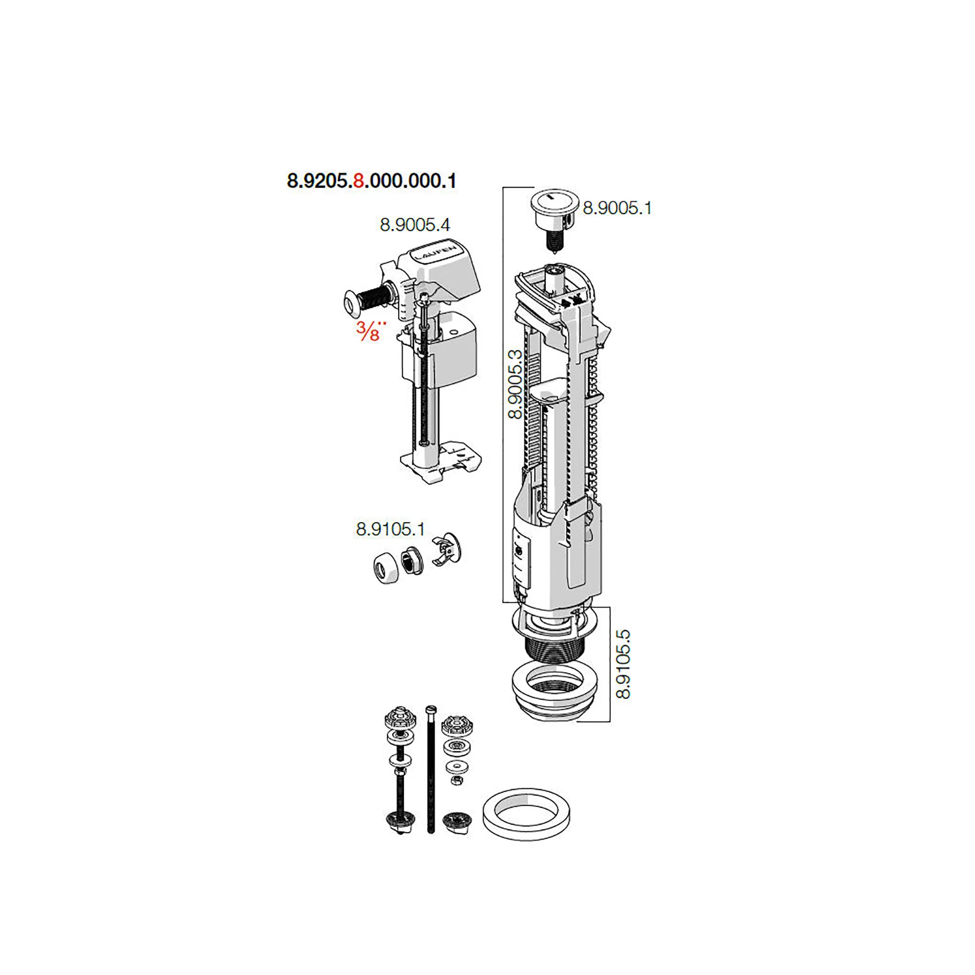 Austauschset Innengarnitur für Wasseranschluß seitlich (ab 2017)